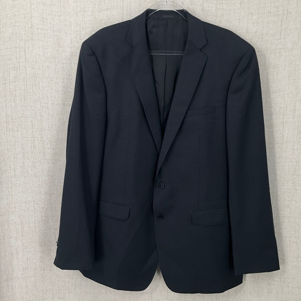 Calvin Klein Suit Jacket Mens 48L Navy Blue Wool Extreme Slim Fit Classic Blazer